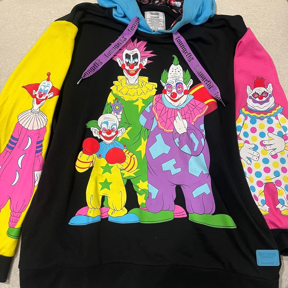 Size L Loungefly Killer Klowns Unisex Multicolor Hooded Pullover Sweatshirt
